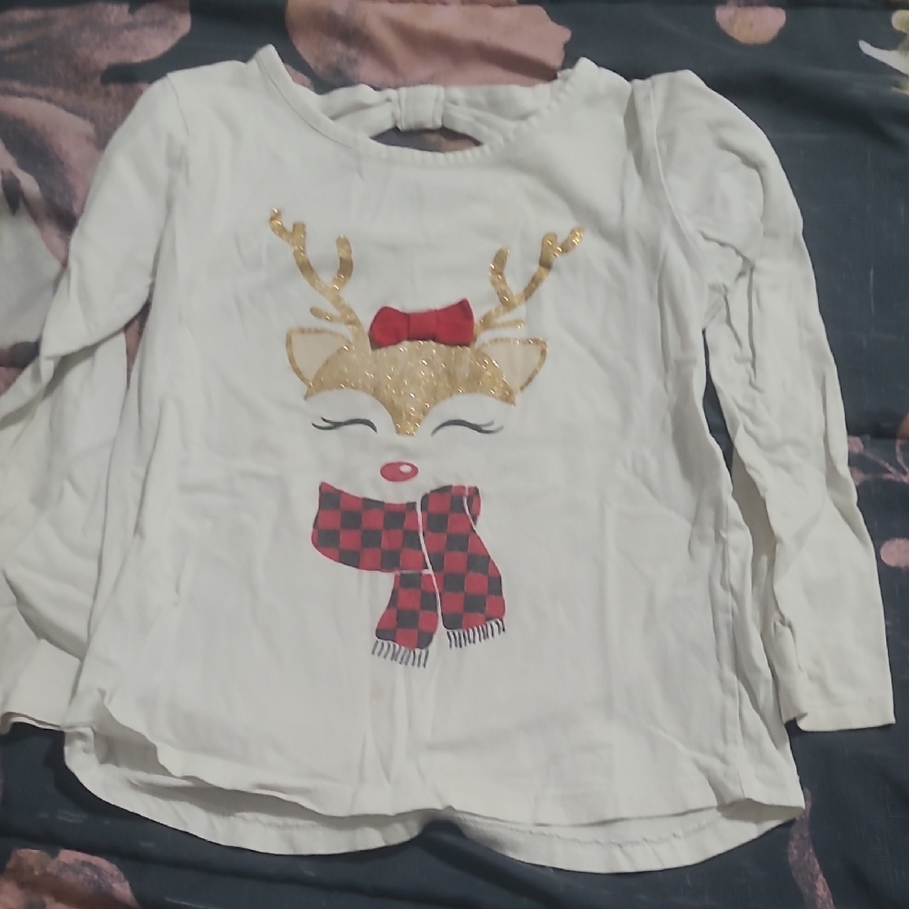Charming Kids' Reindeer Long Sleeve Tee - White